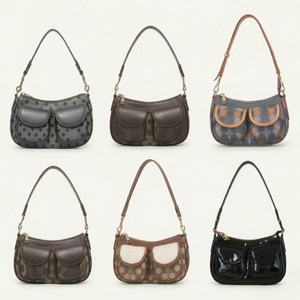 Sac à bandoulière imprimé pour femme, aspect cuir, style hobo, deux sangles, fermeture éclair, multi-poches, toutes saisons, pour les trajets quotidiens - Product Image 1