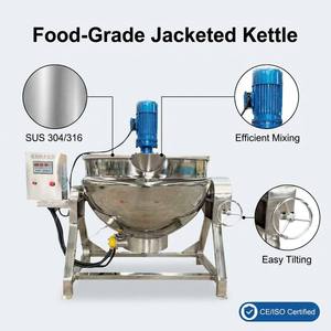 Marmite industrielle à double enveloppe en acier inoxydable SUS304/316 de qualité alimentaire, haute efficacité, avec agitateur pour confiture et sauce - Product Image 5