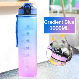 Botella de Agua Deportiva Personalizada con Diseño Delgado, 1000ML, en Stock, con Escala Graduada, Color Degradado, Portátil, con Pajita, para Gimnasio - Product Image 5