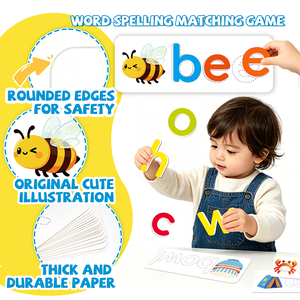 Gioco di abbinamento lettere, gioco di abbinamento lettere con carte di carta <span class=keywords><strong>per</strong></span> bambini dai 3 agli 8 anni, gioco educativo Montessori, non tossico - Product Image 4