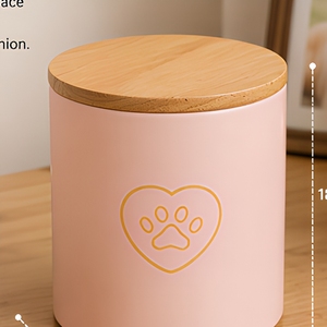 Lọ đựng tro cốt thú cưng nhỏ vừa bằng gốm sứ, hình trụ, dùng để tưởng nhớ chó mèo, 18.5cm - Product Image 6