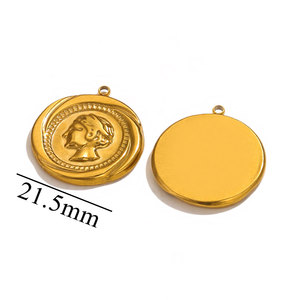จี้เหรียญชุบทอง 18K PVD ลายโรมัน |   จี้เครื่องประดับสไตล์วินเทจสำหรับสร้อยคอและการทำเครื่องประดับ DIY - Product Image 5