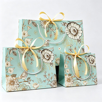 Sac cadeau écologique en papier, motif botanique, menthe fraîche, sac à bonbons, sac souvenir, sac fourre-tout avec ruban, pour mariage, fête, logo personnalisé, en gros