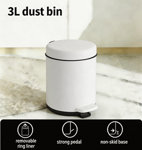 Poubelle compacte blanche en PP, design léger et écologique pour table de chevet ou <span class=keywords><strong>bureau</strong></span>, <span class=keywords><strong>avec</strong></span> couvercle à joint étanche - Product Image 5
