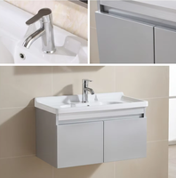 Ensemble de meubles de salle de bain résistant à l'eau, à fixation murale, pour hôtel, style moderne, gris cendré