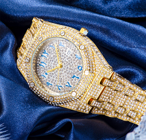 Gold <strong>Watch</strong> Men Brand Diamond Mens <strong>Watches</strong> Top Brand Luxury <strong>Iced</strong> <strong>Out</strong> Male Quartz <strong>Watch</strong> Calender Unique Gift for Men - Product Image 5