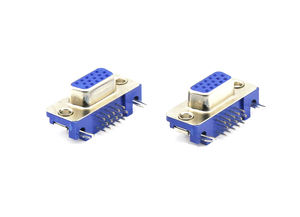 HDR 15P Female <b>D</b>-<b>Sub</b> <b>Connector</b> Right Angle Blue Plastic - Product Image 4