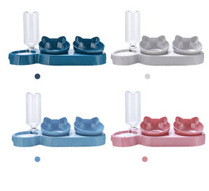 3in1 Pet su besleyici otomatik su şişesi kase ile plastik kedi çift Pet yemek kasesi çanaklar - Product Image 5