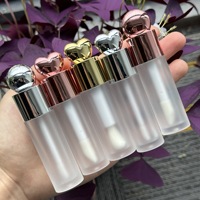 Stock Disponible Grand Tube à Lèvres Brillant Cœur Couvercle Matériaux d'Emballage Contenants 5ml Capacité Tubes à Lèvres Ronds avec Pinceau