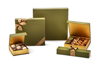 Boîte d'emballage en carton rigide magnétique dorée personnalisable, plateau en papier laminé pour chocolats, bonbons, dattes, coffrets cadeaux alimentaires