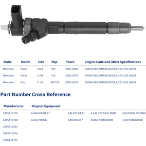 Nuevo Inyector de Combustible 0445110263 0445110264 0445110179 0445110180 0986435115 A6460700487 para <span class=keywords><strong>Mercedes</strong></span> Viano 2.0d OM646 DE22LA W639 - Product Image 3