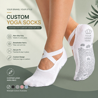 Chaussettes de yoga personnalisées à sangles croisées, antidérapantes, pour Pilates et Barre, respirantes, pour femmes, OEM ODM