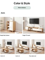 Meuble TV et Table Basse en Bois Massif Style Nordique – Design Minimaliste Moderne et Luxe Léger avec Fonction Télescopique pour Salon