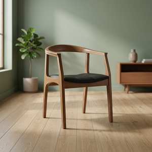 Chaise de salle à manger commerciale moderne en bois massif avec siège rembourré en cuir PU, fauteuil de restaurant - Product Image 2