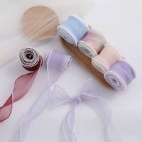 1 Rouleau de 10 Yards de Ruban en Fil de Soie Effet Queue de Poisson de 4 cm, 100% Polyester, Imprimé Feuille d'Argent, Couleur Unie, Mousseline Transparente, pour Bouquet Floral et Cadeau