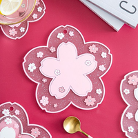 Sous-verre rond moderne antidérapant en PVC motif Sakura pour tasses à café, tasses à thé, bols et assiettes