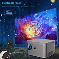 Projecteur vidéo mini 4K Full HD 1080P HY350 2024, Android 11, home cinéma, portable, correction automatique de la distorsion trapézoïdale, projecteur LCD, mise au point électronique