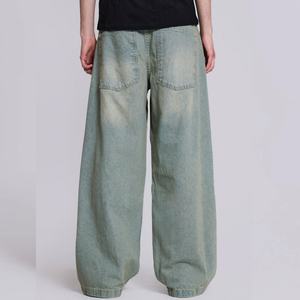 Pantalon Jean Homme Ample Coupe Large Bleu Délavé Style Vintage Streetwear Personnalisé Prix de Gros Mode - Product Image 6