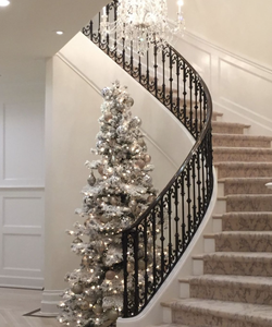 Biệt thự sang trọng khu dân cư cầu thang hồ quang phong cách Châu Âu <span class=keywords><strong>wrought</strong></span> sắt lan can thép cong cầu thang - Product Image 6