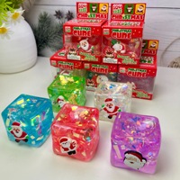 Nouveauté : Jouet anti-stress en forme de glaçon à thème de Noël avec boîte colorée, jouet à presser à récupération lente