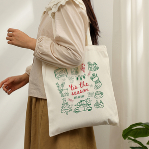 Sac fourre-tout en toile durable à motif de Noël, vintage, personnalisé, réutilisable, pour femme, sac à bandoulière, sur mesure - Product Image 1