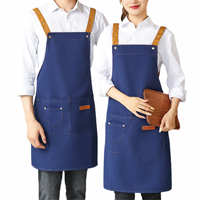 Tablier de travail en toile imperméable avec logo personnalisé et poches, uniformes pour serveurs, serveuses, cafés, uniformes de manucure, uniformes de grillades