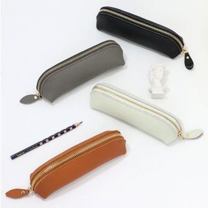 Estuche para Lápices con Cierre de Cuero Sintético, Bolsa para Lápices, Estuche para Artículos de Papelería, Bolsa Grande para Cosméticos, Bolsa de Maquillaje con Cierre, Estuche para Bolígrafos para Hombres y Mujeres - Product Image 4