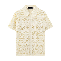 Bestseller Amerikanisches Vintage Openwork Atmungsaktives Gehäkeltes Herren-Poloshirt Street Fashion Lässige Gestrickte Herren-T-Shirts
