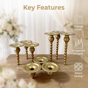 Modern Minimalist Metal <b>Candlestick</b> Gold Beads <b>Tall</b> Candle Holder Home Living Room Tabletop Decoration - Product Image 4