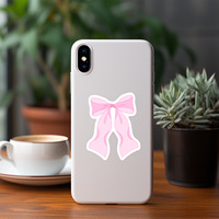 Autocollants décoratifs imperméables mignons et promotionnels avec nœuds roses pour valises et bouteilles d'eau