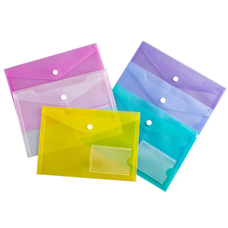 Enveloppes de classement en plastique transparent format A4 Enveloppes transparentes pour dossiers avec pochette d'étiquettes