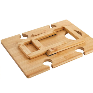 Nouveau produit - <span class=keywords><strong>Table</strong></span> à manger pliante en bambou portable <span class=keywords><strong>pour</strong></span> l'extérieur avec porte-verres à vin <span class=keywords><strong>pour</strong></span> les jardins, les parcs, le camping et les pique-niques - Product Image 4