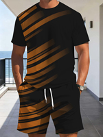 T-shirt décontracté pour homme à manches courtes, col rond, coupe ample, imprimé numérique 3D avec motif, en polyester