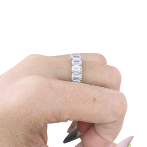 <span class=keywords><strong>Anello</strong></span> di Lusso in Oro 14K con Diamanti <span class=keywords><strong>Taglio</strong></span> <span class=keywords><strong>Smeraldo</strong></span> e Pietre Completamente Pavé per Uso Quotidiano, Feste, Matrimoni, Regalo di Gioielleria - Product Image 6