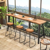 Ensemble de chaises de Table de Bar en bois massif moderne nordique Design mural irrégulier à bord naturel pour Restaurant Home Bubble Tea Shop pour hôtels