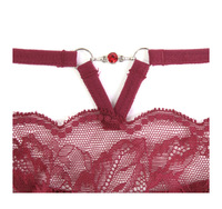 Culotte en dentelle florale rouge personnalisée, string sexy transparent pour femme