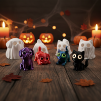 Meilleures ventes : Jouet imprimé en 3D pour Halloween, petit fantôme créatif et mignon, ornement d'Halloween pour animaux de compagnie, cadeau de vacances, mini-scène décorative