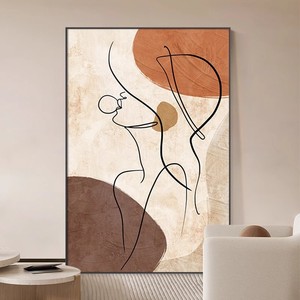 Peinture abstraite de portrait sur toile, encadrée dans un cadre en alliage d'aluminium, pièce unique, art mural à suspendre pour salon, fond de canapé - Product Image 2