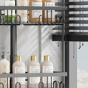 Étagère de salle de bain d'angle en <span class=keywords><strong>acier</strong></span> <span class=keywords><strong>inoxydable</strong></span> à 4 niveaux télescopique sans perçage pour salle de bain, étagère d'angle murale pour <span class=keywords><strong>douche</strong></span>, support de rangement - Product Image 4