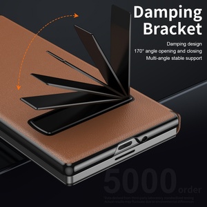 Étuis de téléphone portable en cuir PU avec électroplaqué avancé pour Samsung Z Fold 8 3 4 5 6 7 avec support à bande, coque rigide antichoc - Product Image 4