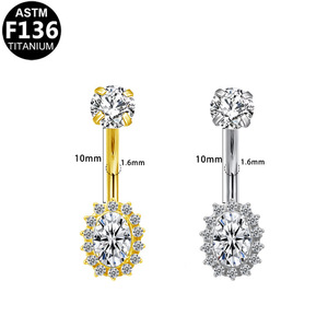 Piercing de nombril en titane F136 avec zircon G23 en forme de cœur, bijou de corps pour femme, ornement de nombril - Product Image 3