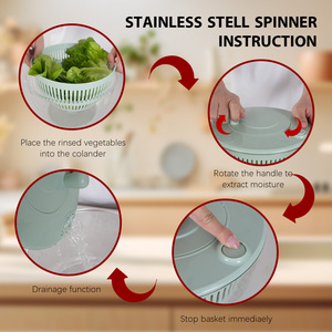 Pengering Salad Plastik Kompak dengan Pegangan Pembuang Air, Mudah Digunakan, Pencuci Sayuran untuk Dapur Kecil - Product Image 4