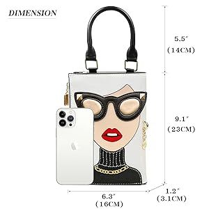 Venta caliente Lady Face PU bolsos de cuero Top Handle Satchel mujeres Funky Tote monedero Hobo Crossbody bolsos de hombro - Product Image 3