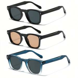 Lunettes de soleil rétro bleu-vert tendance 2025 avec logo personnalisé, protection UV400, rivets, monture carrée, pour hommes et femmes - Product Image 1