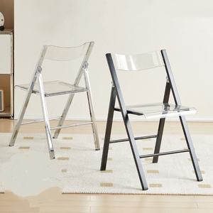 Chaise de salle à manger pliante transparente avec dossier, cadre en alliage d'aluminium, design moderne, durable et robuste, pour extérieur, école, hôtel - Product Image 1