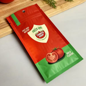 Custom Printed Food Grade Mylar <b>Bag</b> Zipper 3 Sides Self <b>Sealing</b> Packaging <b>Bags</b> Resealable Zipper <b>Bags</b> For Tomato Soup Food Snack - Product Image 2