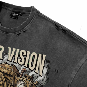 Vintage Acid Wash Distress Men's Breathable T-Shirts Custom Steampunk <b>Camera</b> DTG <b>Print</b> Short Sleeve Apparel Casual O-Neck Tees - Product Image 5