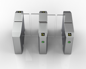 보안 보행자 반 높이 스테인레스 스틸 유리 슬라이딩 개찰구 게이트 카운터 체육관 RFID 액세스 제어 시스템 IP66 - Product Image 1