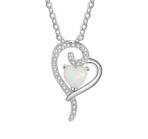 Hot Sale Exquisite S925 Sterling Silver Heart <b>Opal</b> Pendant <b>Necklace</b> Women's Trendy Wedding Birthday - Product Image 1