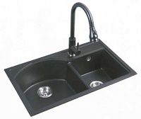 Set Wastafel Dapur Stainless Steel 304 Berkualitas Tinggi dengan Keran, Model Modern Double Bowl, Pilihan Warna (Hitam/Putih), Dapat Disesuaikan